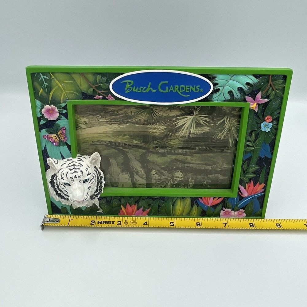 Vintage Busch Gardens Animals 4×6 Photo Frame Tabletop White Tiger HTF - Picture 10 of 12